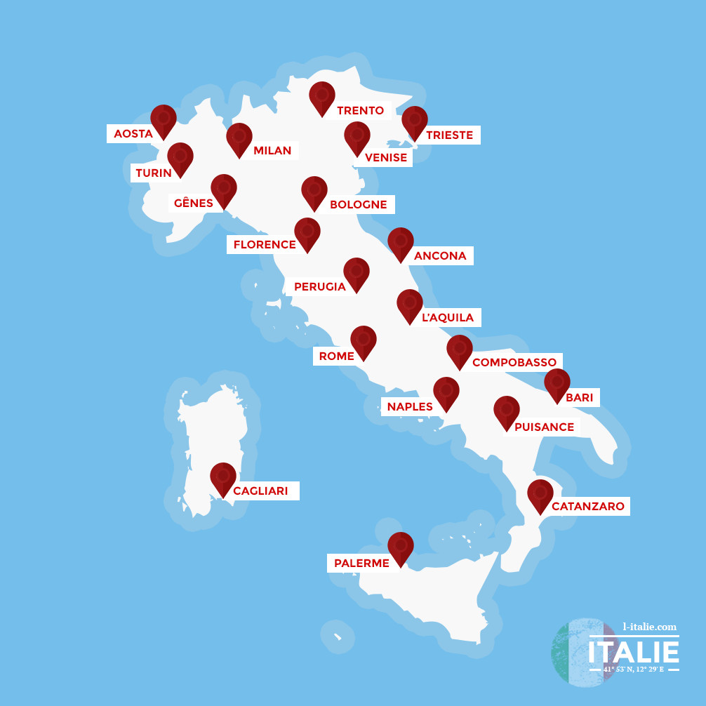 Carte des villes d'Italie